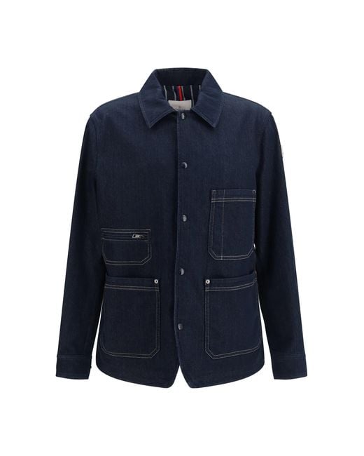 Moncler Blue Haderu Denim Shirt Jacket for men