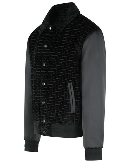 Balmain Black 'Monogram' Bomber Jacket for men