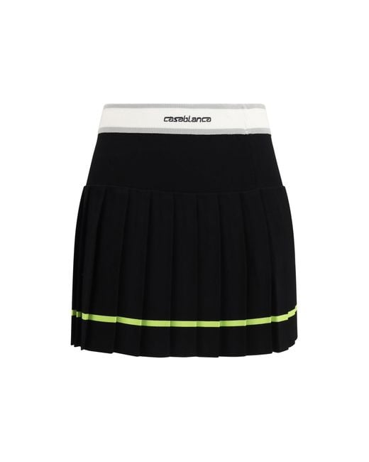 Women's Black Striped Pleated Skirt