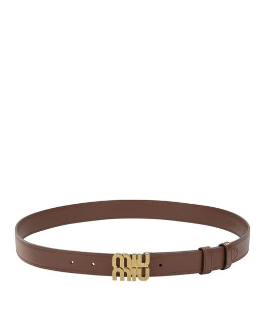 Miu Miu Brown Leather Belt With Logo