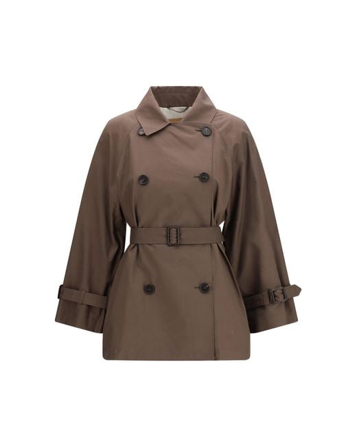 Max Mara Brown Technical Cotton-Blend Twill Trench