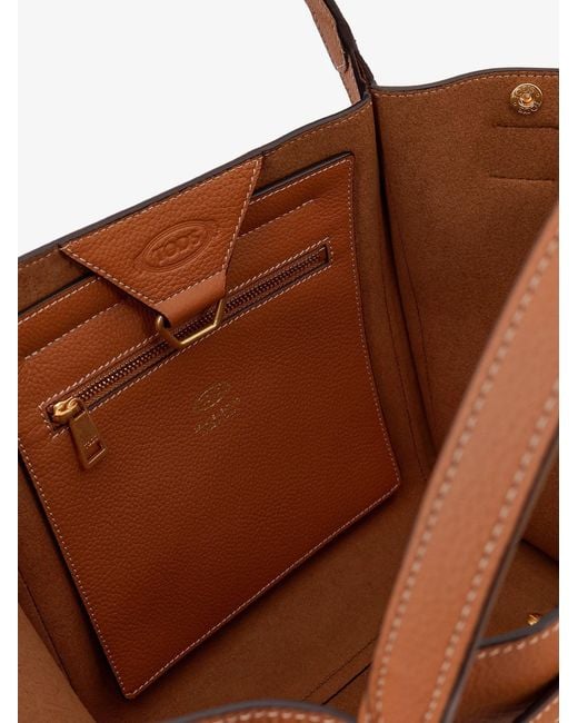 Tod's Brown Hammered Leather Shopping Bag