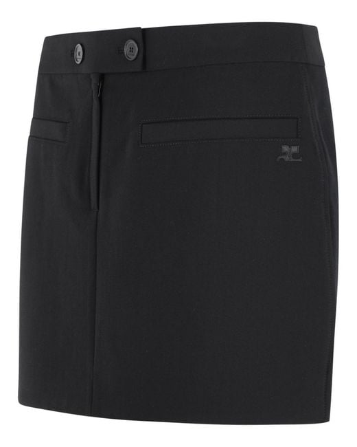 Courreges Black Wool Blend Miniskirt