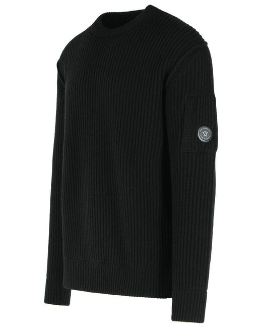 C P Company Black Wool Blend Sweater for men