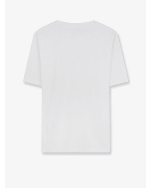 Céline White Cotton T-Shirt With Front Logo Print