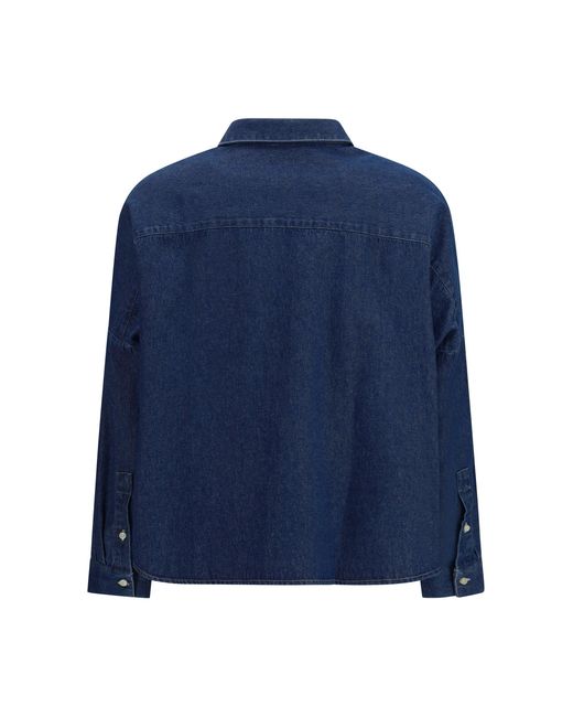 Deperlu Blue Bianca Cotton Linen Blend Shirt Denim
