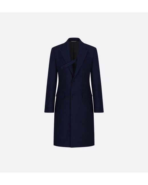 Dior Blue Virgin Wool Long Coat for men