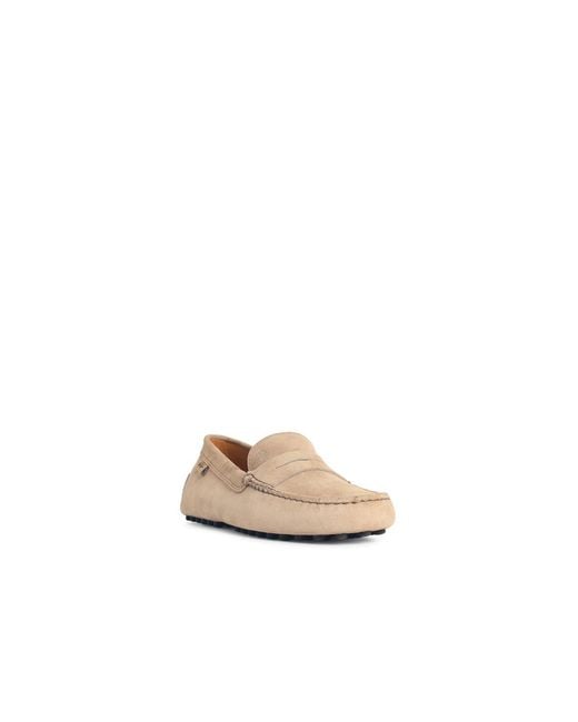 Tod's White 'Gommino' Suede Loafers With Light Tobacco
