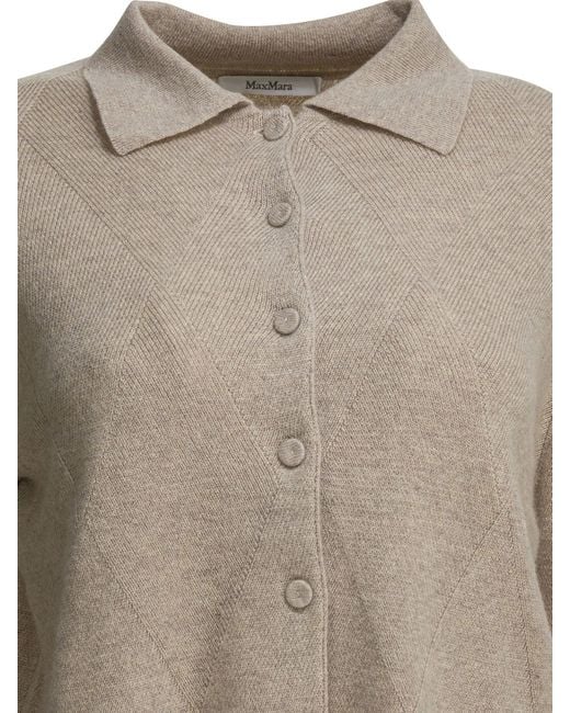 Max Mara Pure Multicolor Cashmere Cardigan Knitwear Beige