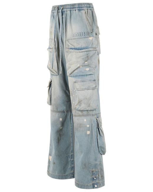 Amiri Blue Light Cotton Cargo Jeans for men