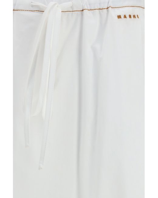 Marni White Draping Wide-Leg Pants