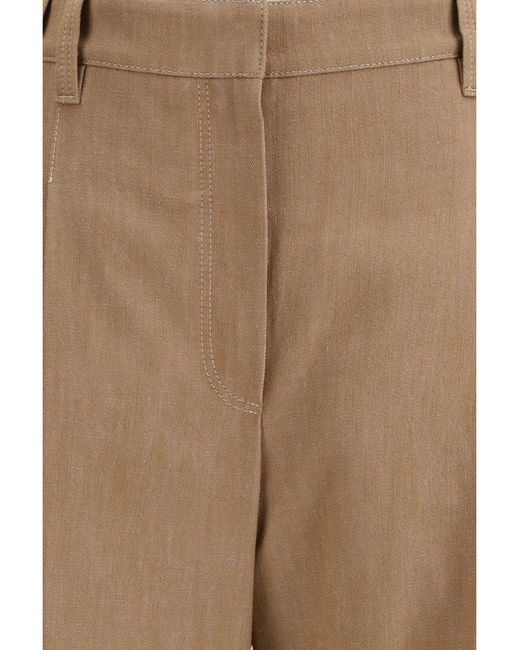 Brunello Cucinelli Natural Denim-Effect Twill Wide Pants