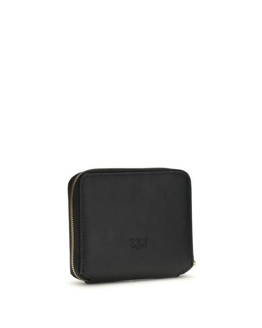 Pinko Black Leather Zip-Around Wallet
