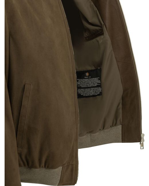 Altum Green Padded Suede Bomber Jacket for men