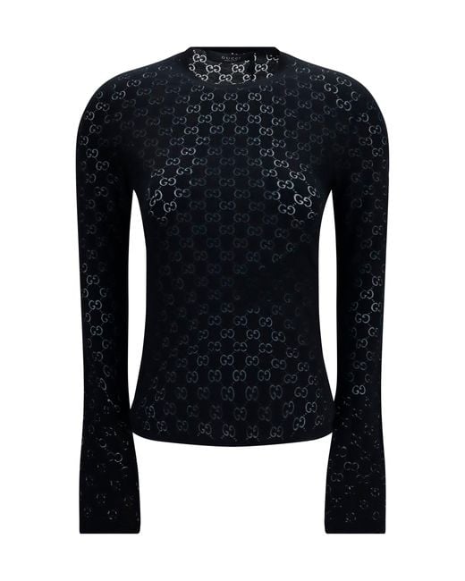 Gucci Blue Gg Dévoré Cotton T-Shirt