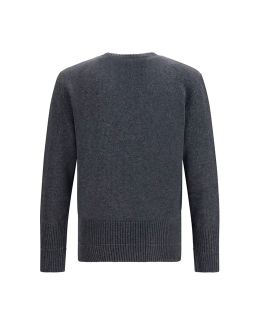MM6 by Maison Margiela Blue Wool Crewneck Sweater Dark Melange for men