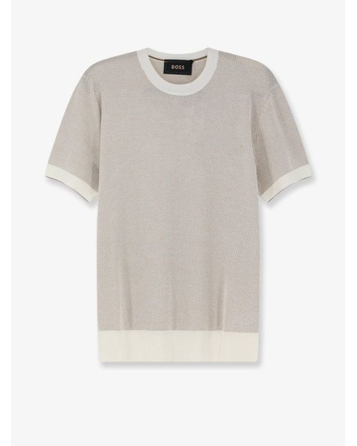 Boss White Necasio Silk And Cotton Sweater for men