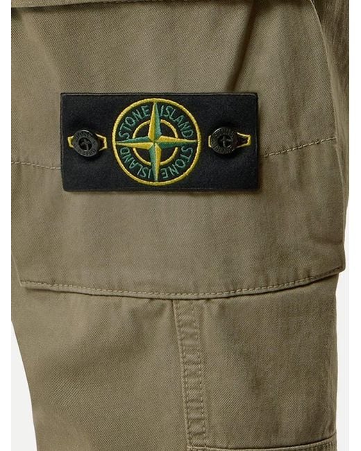 Stone Island Green Cotton Blend Cargo Trousers for men