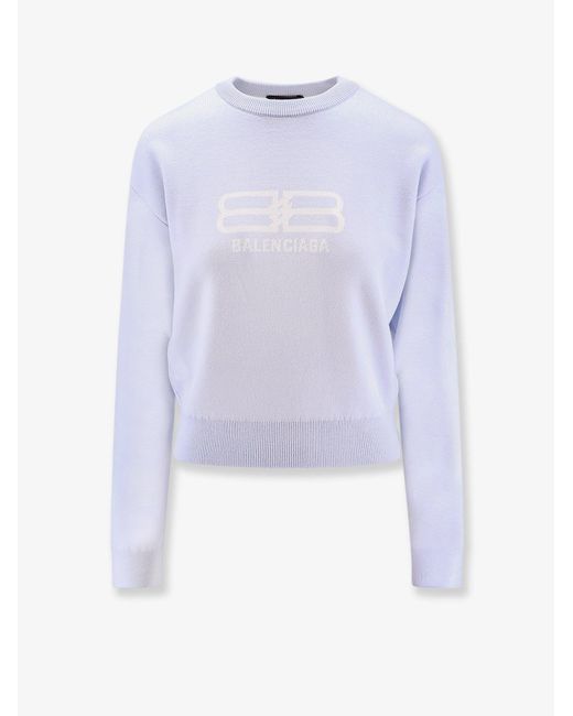 Balenciaga Purple Wool And Cotton Blend Sweater