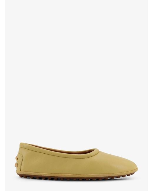 Tod's Natural Leather Ballerina With Gomminos Detail On The Back