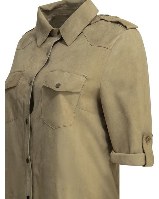 Salvatore Santoro Green Casual Suede Shirt