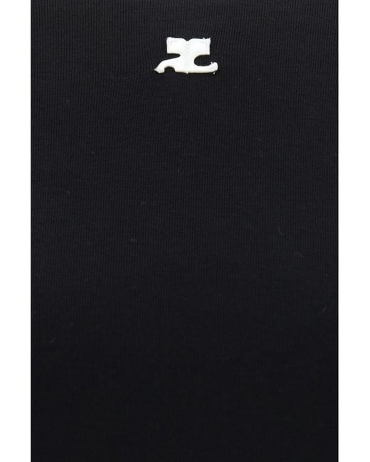 Courreges Black T-Shirt Logo