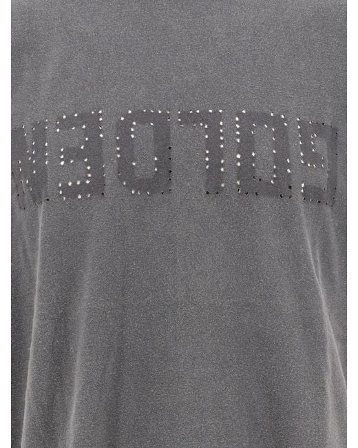 Golden Goose Deluxe Brand Gray Deluxe Brand Distressed Cotton T-Shirt for men
