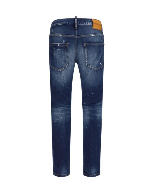 DSquared² Blue Distressed Skater Jeans for men