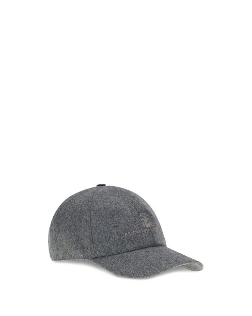 Brunello Cucinelli Gray Logo Baseball Hat for men