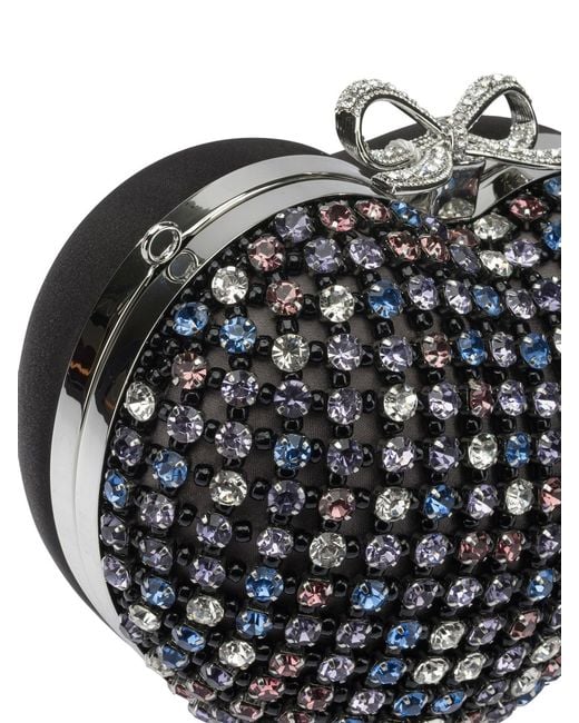 Self-Portrait Black Heart Clutch With Crystals