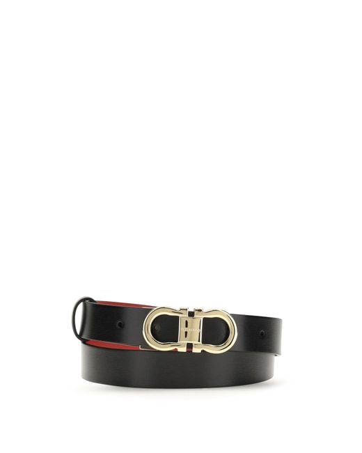 Ferragamo White Adjustable And Reversible Gancini Belt
