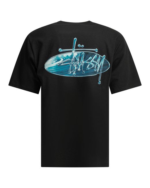 Stussy Black Cotton T-Shirt for men