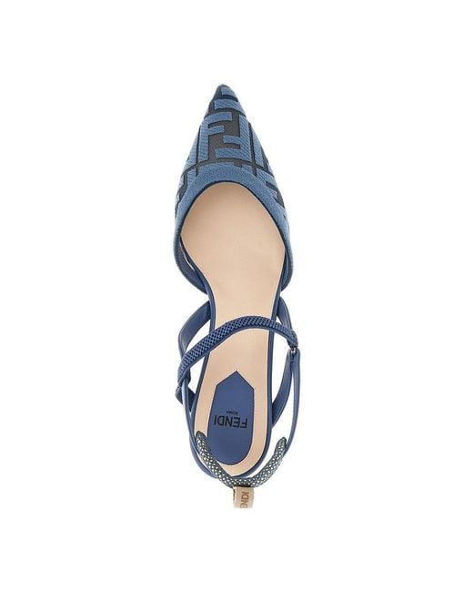 Fendi Blue 'Colibrì Lite' Slingback Pumps