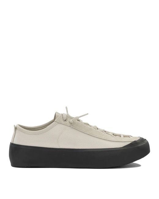 Stone Island White Mixed Leather And Fabric Sneakers for men