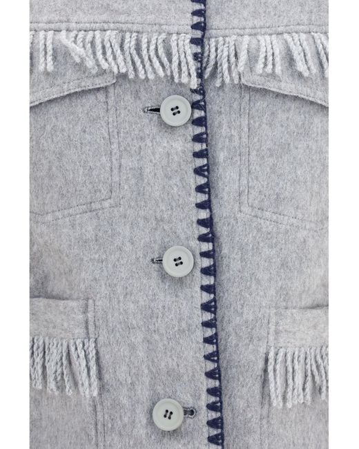 BAZISZT Blue Vedu Reversible Alpaca Wool Jacket for men