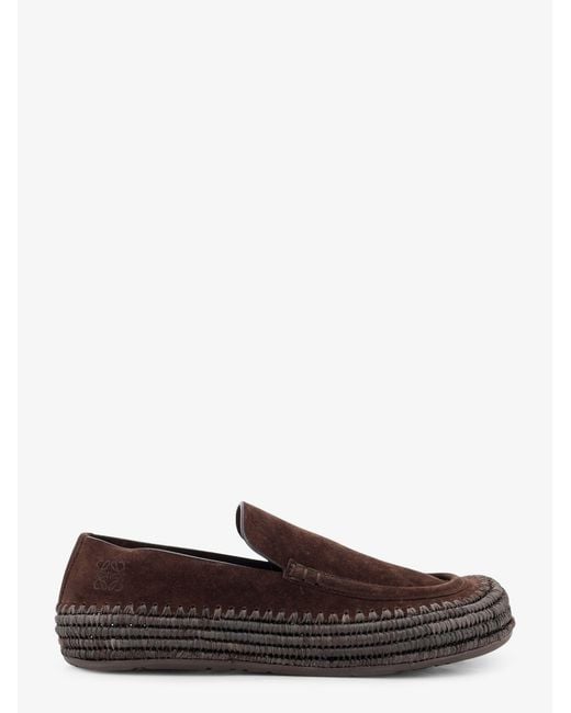 Loewe White Rio Suede And Raffia Loafers for men