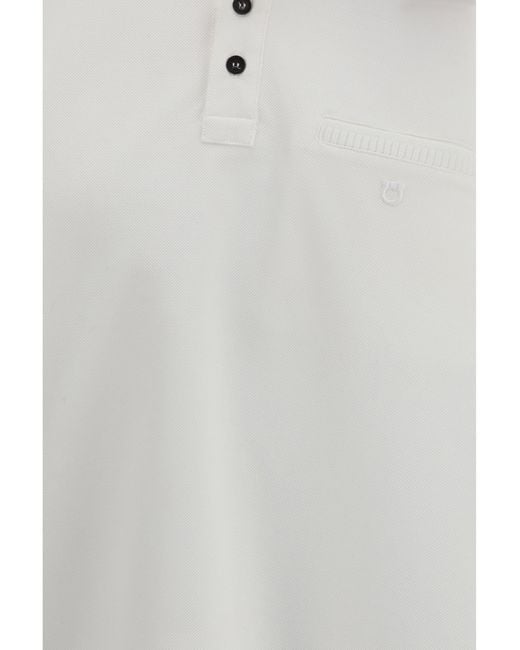 Ferragamo White Cotton Polo Shirt for men