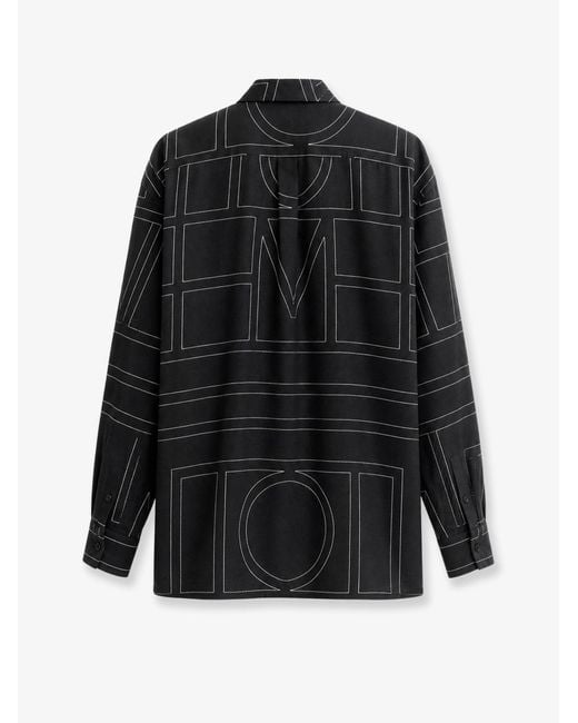 Totême Black Classic Pajamas Organic Silk Shirt