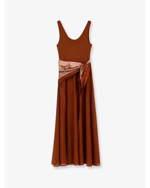 Zimmermann Brown Aster Viscose Blend Long Dress