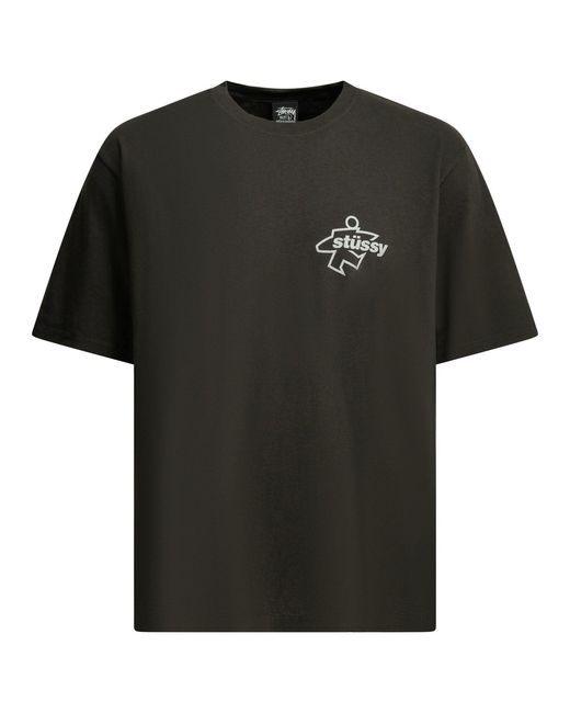 Stussy Black Cotton T-Shirt for men