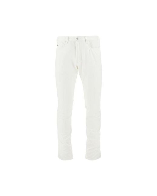 Emporio Armani White Stretch Gabardine J06 Pants for men