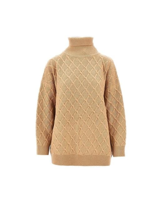 Max Mara Natural Lozenge Wool Cashmere Sweater