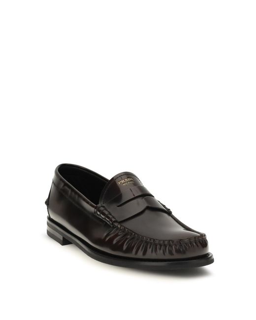 Prada White Brushed Leather Loafers for men