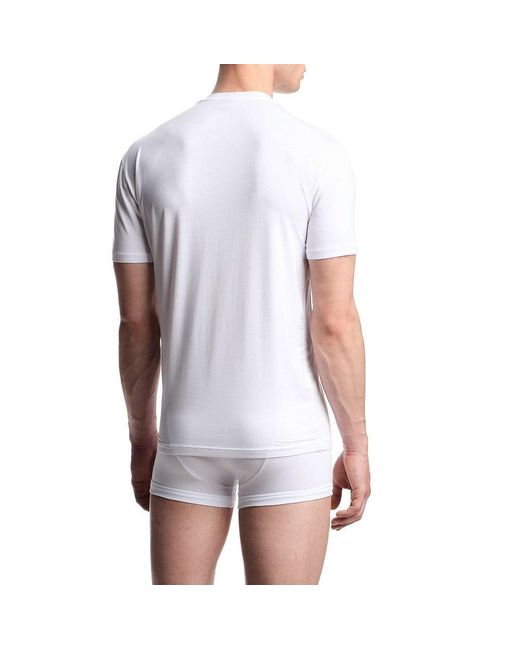 EA BODYWEAR White Stretch Modal T-Shirt With Logo Embroidery for men