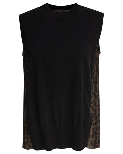Women's Black Leopard Print X Knit Pullover