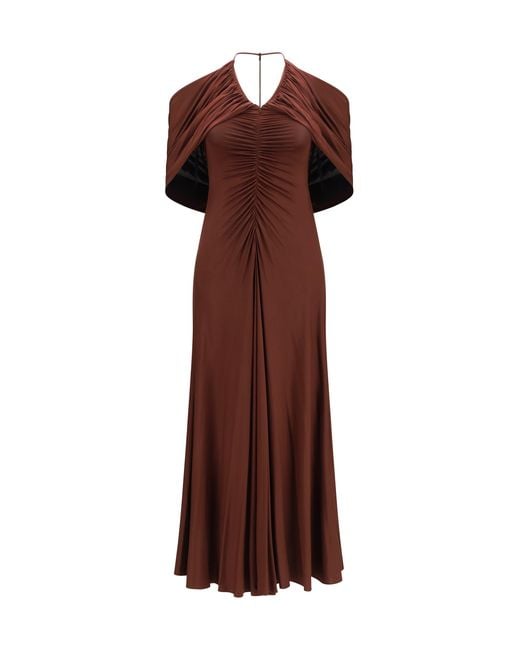 Self-Portrait Brown Jersey Midi Dress