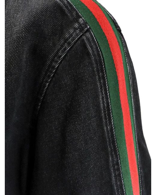 Gucci Black Denim Jacket With Web Detail for men