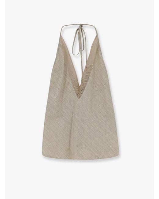 Alysi White Viscose And Linen Top