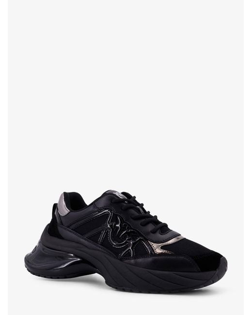 Pinko Black Ariel 33 Leather Sneakers With Nylon Inserts
