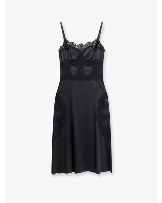 Dolce & Gabbana Black Slip Dress With Lace Details